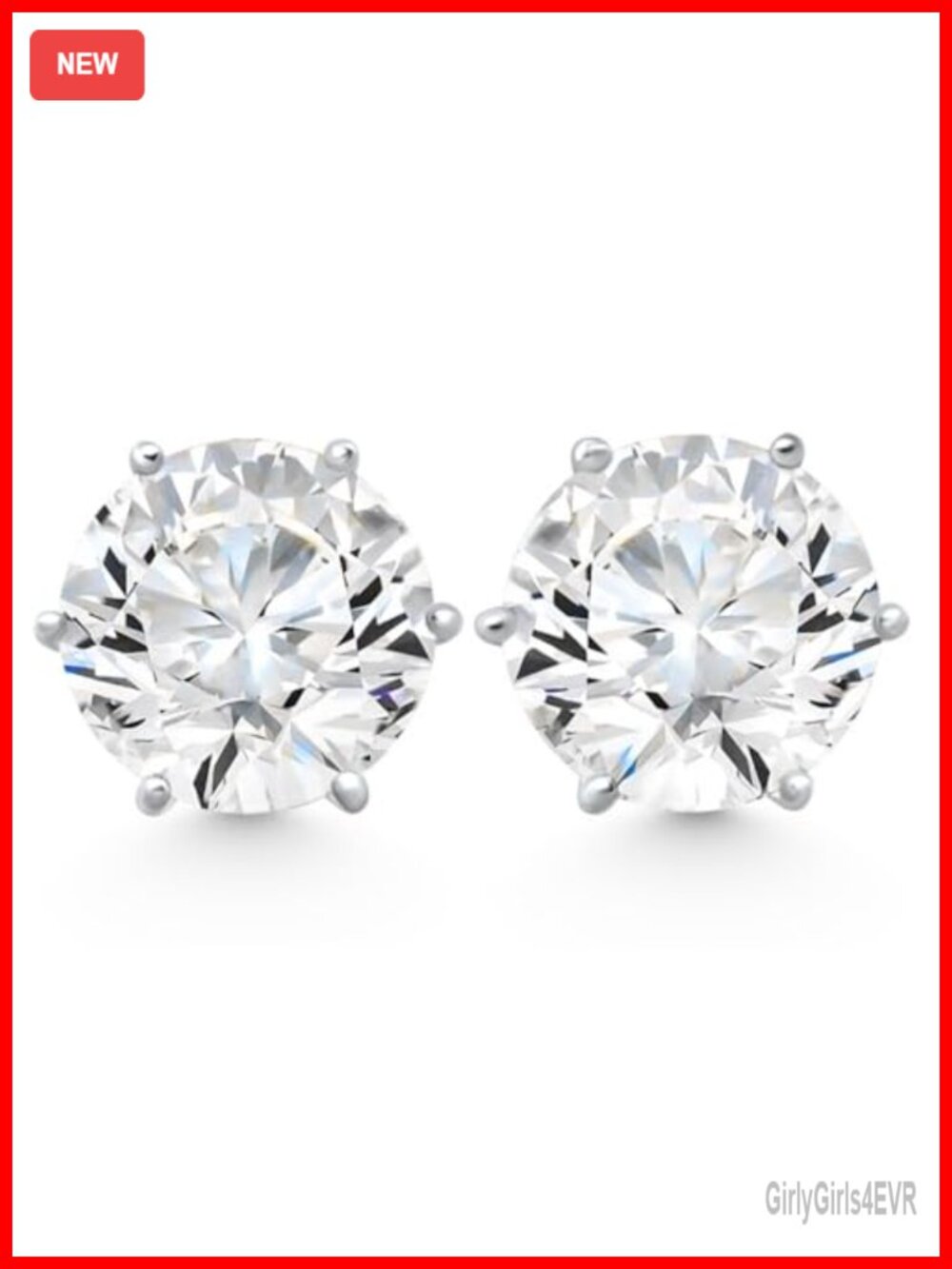 2Ct tw Lab Grown Diamond Stud Earrings 14k White Gold Prong Set